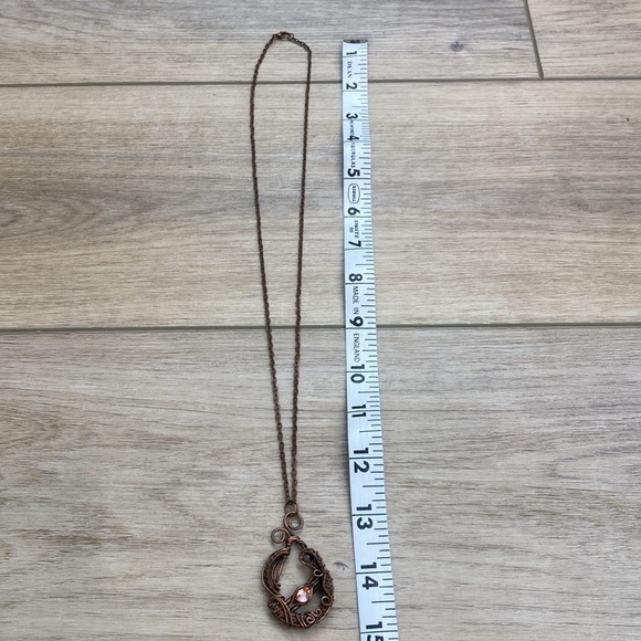 Handmade Wrapped Wire Pendant Necklace Boho Rhinestone - Picture 6 of 6